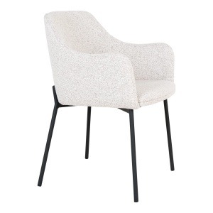 SET 2 SCAUNE DINING MELILLA, DIN METAL SI TEXTIL BOUCLE, CULOARE ALB/NEGRU, HOUSE NORDIC - Img 4