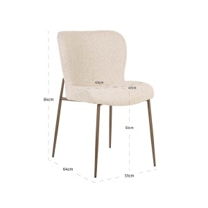 SET 2 SCAUNE DINING ODARBY, REALIZAT DIN METAL SI TEXTIL, CULOARE CREM, DESIGN DEOSEBIT, RICHMOND INTERIORS - Img 9