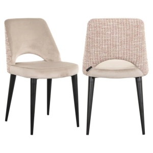 SET 2 SCAUNE DINING TABITHA khaki velvet / trendy rose (Be trendy 1673 rose), S4482, CONFECTIONAT DIN 100% POLIESTER, SPUMA SI METAL, RICHMOND INTERIORS