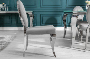 SET 2 SCAUNE, EXCLUSIV BAROCK, ARGINTIU/GRI, DIN METAL SI CATIFEA, ARTIM GROUP SELECTION - Img 3