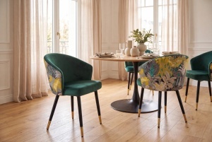 SET 2 SCAUNE MAISON, REALIZAT DIN METAL SI CATIFEA , CULOARE VERDE/MULTICOLOR, INVICTA INTERIOR - Img 8