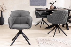 SET 2 SCAUNE OFFICE, ROTATIVE 180 GRADE, EUPHORIA, DIN PIELE GRI SI METAL, ARTIM GROUP SELECTION - Img 5
