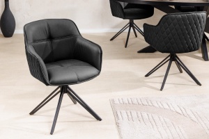 SET 2 SCAUNE ROTATIVE 180 GRADE, EUPHORIA, DIN PIELE NEAGRA SI METAL, ARTIM GROUP SELECTION - Img 8
