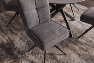 SET 2 SCAUNE ROTATIVE 360 GRADE, LUGANO, REALIZAT DIN METAL SI TEXTIL CATIFEA VELUR, CULOARE GRI/NEGRU - Img 4