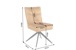 SET 2 SCAUNE ROTATIVE 360 GRADE, LUGANO, REALIZAT DIN METAL SI TEXTIL CATIFEA, CULOARE GALBEN MUSTAR/NEGRU - Img 6