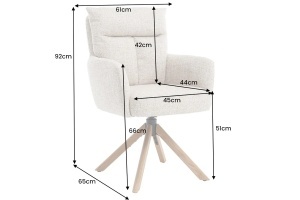 Set 2 Scaune rotative BIG GEORGE 360° cu revenire automată, husă din material textil structurat, gri, cadru din stejar - Img 8