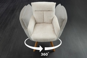 SET 2 SCAUNE ROTATIVE, BIG GEORGE, TEXTIL CHENILLE SI LEMN, CULOARE BEJ, ARTIM GROUP SELECTION - Img 4