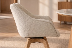 SET 2 SCAUNE ROTATIVE DUTCH, DIN LEMN SI TEXTIL BOUCLE, CULOARE BEJ, INVICTA INTERIOR - Img 8