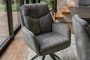 SET 2 SCAUNE ROTATIVE, PROMETHEUS, 180 grade, REALIZAT DIN METAL SI TEXTIL VELUR CATIFELAT, CULOARE GRI GRAFIT, ARTIM GROUP SELECTION - Img 7