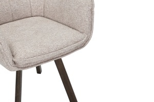 SET 2 SCAUNE ROTATIVE THOR 360GRADE, CADRUL DIN LEMN MASIV DE STEJAR SI MATERIAL TEXTIL , BEJ DESCHIS, STIL MODERN - Img 5