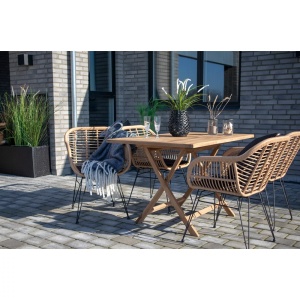 SET 2 SCAUNE TRIESTE, REALIZAT DIN POLIRATAN SI METAL CU PERINA, CULOARE NEGRU/NATUR, HOUSE NORDIC - Img 6