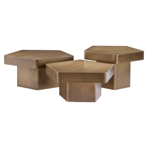 SET 3 MASUTE DE CAFEA HEXA, 213238, CONFECTIONATE DIN METAL, GOLD, STIL MODERN
