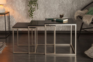 SET 3 MASUTE DE CAFEA, NEGRU/CROM, NEW FUSION, COD 37116, DESIGN MODERN - Img 2
