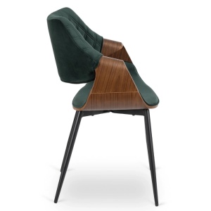 SET 4 SCAUNE, ARTIM MEBLE, REALIZAT DIN MATERIAL CATIFEA VERDE SI FURNIR/METAL, STIL MODERN - Img 3