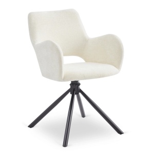 SET 4 SCAUNE, ARTIM MEBLE, REALIZAT DIN MATERIAL TEXTIL BOUCLE CREM SI METAL, STIL MODERN - Img 11