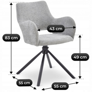SET 4 SCAUNE, ARTIM MEBLE, REALIZAT DIN MATERIAL TEXTIL BOUCLE GRI SI METAL, STIL MODERN - Img 11