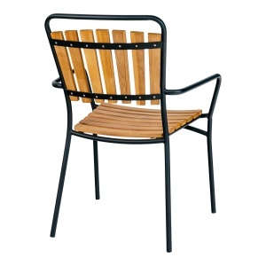 SET 4 SCAUNE DE TERASA CLEVELAND, REALIZAT DIN METAL SI LEMN, CULOARE NATUR/NEGRU, HOUSE NORDIC - Img 5