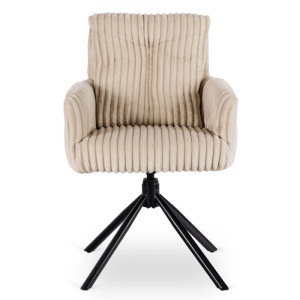 SET 4 SCAUNE ROTATIVE, ARTIM MEBLE, REALIZAT DIN CATIFEA RAIAT BEJ SI METAL, STIL MODERN - Img 5