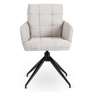 SET 4 SCAUNE ROTATIVE, ARTIM MEBLE, REALIZAT DIN MATERIAL CATIFEA RAIAT GRI SI METAL, STIL MODERN - Img 7