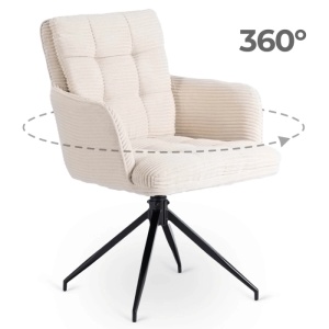SET 4 SCAUNE ROTATIVE, ARTIM MEBLE, REALIZAT DIN MATERIAL CATIFEA RAIAT CREM SI METAL, STIL MODERN - Img 11