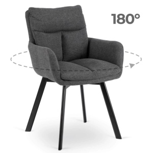 SET 4 SCAUNE ROTATIVE, ARTIM MEBLE, REALIZAT DIN MATERIAL TEXTIL GRI INCHIS SI CADRUL DIN METAL, STIL MODERN - Img 10