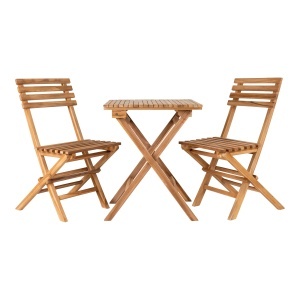 SET DE GRADINA SAU CAFENEA CUENCA, MASA SI 2 SCAUNE, REALIZATA DIN LEMN DE TEC, CULOARE NATUR, HOUSE NORDIC