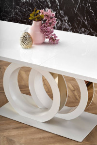 SET DINING - MASA EXTENSIBILA GALARDO, 160/200 CM+ 4 SCAUNE K501, NEGRU/AURIU , STIL MODERN, HALMAR - Img 4