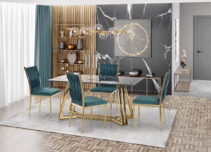 SET DINING - MASA KONAMI CU 4 SCAUNE K436, STIL MODERN, HALMAR - Img 1