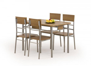 SET DINING - MASA NATANIEL, 110 CM+ 4 SCAUNE, NUC/CROM, STIL CLASIC