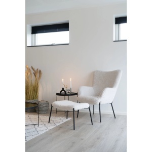 SET FOTOLIU DE RELAXARE SI TABURET GLAGOW, DIN METAL SI TEXTIL BOUCLE, CULOARE ALB, HOUSE NORDIC - Img 2