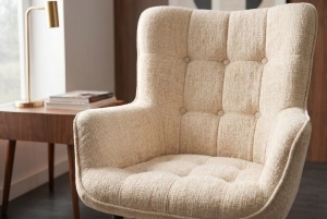 SET FOTOLIU SI TABURET SCANDINAVIA, DIN METAL SI TEXTIL CHENILLE, CULOARE SAMPANIE, INVICTA INTERIOR - Img 3