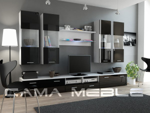 SET LIVING CU LED DREAM 1 ALB/NEGRU DESIGN MODERN CM - Img 1