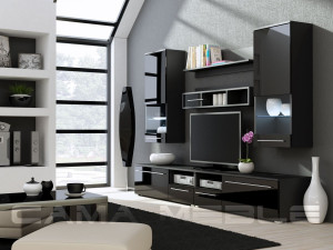 SET LIVING CU LED LUNA NEGRU LUCIOS DESIGN MODERN CM