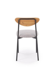 SET MASA + 4 SCAUNE DICKY, GRI/NEGRU/NATURAL, 180/240 CM, NEGRU/NEGRU, DIN MDF LAMINAT SI METAL, STIL MODERN - Img 4