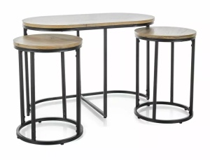 SET MASUTE DE CAFEA TWIX, STEJAR ARTISAN/NEGRU, BLAT DIN MDF, FURNIR NATURAL SI CADRU DIN METAL, STIL MODERN - Img 3