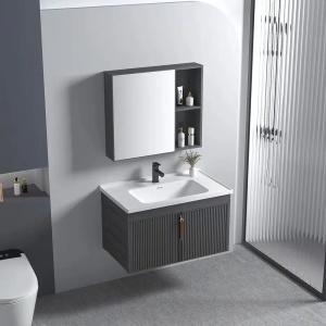 SET MOBILIER DE BAIE CU LAVOAR, OGLINDA, ASTOR 60CM, GRI, JUST IN COLLECTION