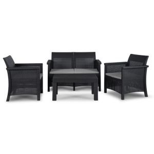 SET MOBILIER DE GRADINA/TERASA, BRENTA, ARTIM MEBLE, DIN TEHNORATAN, CULOARE NEAGRA/GRI - Img 2