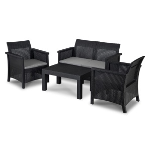 SET MOBILIER DE GRADINA/TERASA, BRENTA, ARTIM MEBLE, DIN TEHNORATAN, CULOARE NEAGRA/GRI - Img 12