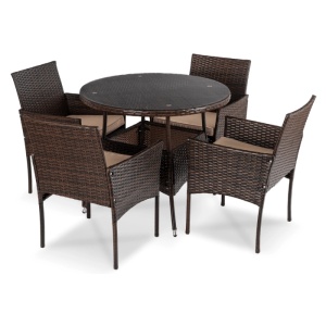 SET MOBILIER GRADINA, ARTIM MEBLE, MASA SI 4 SCAUNE, REALIZATA DIN POLIRATAN, CULOARE MARO/BEJ, STIL MODERN - Img 2