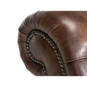 SEZLONG CHESTERFIELD 175CM, DIN LEMN SI PIELE NATURALA, CULOARE MARO, ARTIM SELECTION - Img 4