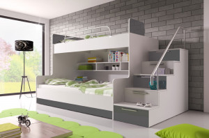 SISTEM MODULAR PENTRU CAMERA COPII ALB/GRI RAJ2 KM DESIGN MODERN
