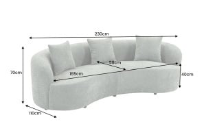 SOFA DEOSEBITA ATELIER 3 LOCURI 230CM, REALIZATA DIN LEMN MASIV SI TEXTIL BOUCLE, CULOARE VERDE GRI, INVICTA INTERIOR - Img 5