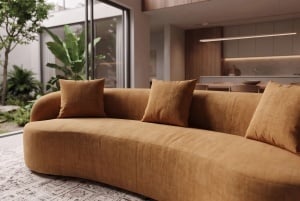 SOFA DEOSEBITA ATELIER 3 LOCURI 230CM, REALIZATA DIN LEMN MASIV SI CATIFEA, CULOARE GALBEN MUSTAR, INVICTA INTERIOR - Img 6