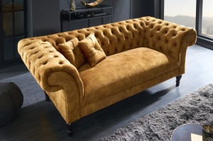 SOFA, STIL CHESTERFIELD, 225CM, TEXTIL FIN( CATIFEA) GALBEN MUSTAR, ARTIM GROUP SELECTION - Img 6