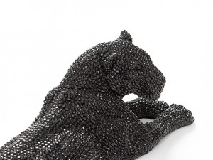 STATUETA DECORATIVA LEONA 64CM, NEGRU STRALUCITOR, DIN POLIRESINA, STIL MODERN - Img 3