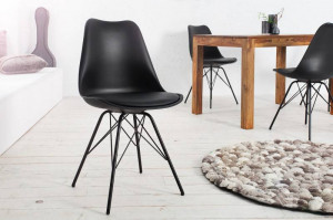 STOC 1 SET!!! SET 2 SCAUNE, SCANDINAVIA, DIN METAL SI PIELE ECO, NEAGRA, COD 36192