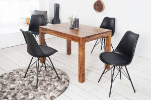 STOC 1 SET!!! SET 2 SCAUNE, SCANDINAVIA, DIN METAL SI PIELE ECO, NEAGRA, COD 36192 - Img 2