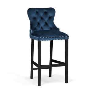 STOC 2 BUC!!! SCAUN DE BAR, MADAME, ALBASTRU, CATIFEA GRANIT/NEGRU, STIL MODERN