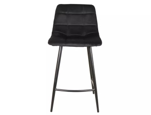 STOC 2 BUC!!! SCAUN DE BAR MILA H-2, NEGRU BLUVEL 19/NEGRU MAT, TAPITERIE DIN CATIFEA SI PICIOARE DIN METAL, STIL MODERN - Img 2