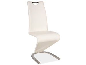 STOC 2 BUC!!! SCAUN DINING H-090, ALB/CROM, DIN METAL SI TAPITERIE DIN PIELE ECOLOGICA, STIL MODERN, SIGNAL